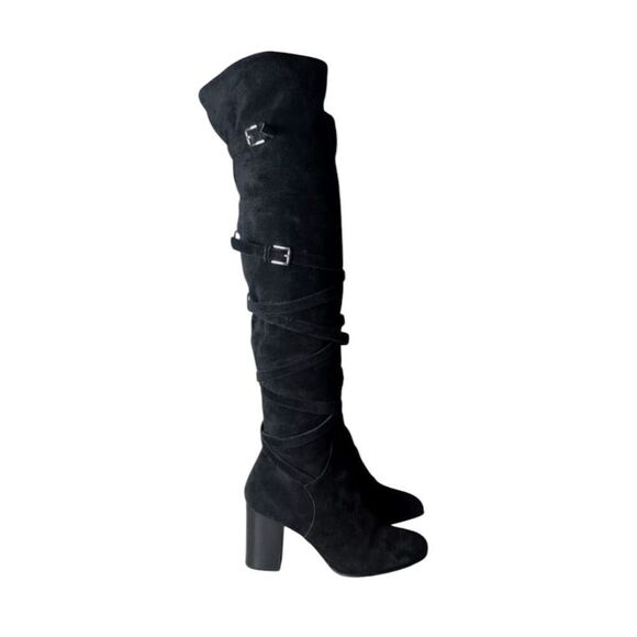SAM EDELMAN Sable Black Suede Over The Knee Boot Size 9.5M - Picture 2 of 9